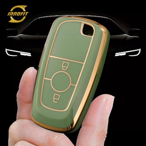 FOB2T1-Green-Gold Plating- Car Key Cover For Ford