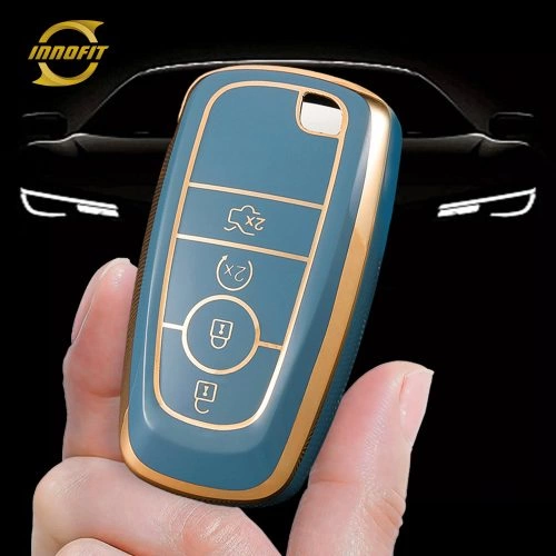 FOB3T1-Granny Grey-Gold Plating- Car Key Cover For Ford