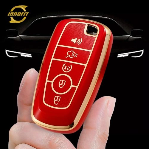 FOB4T1-Red-Gold Plating- Car Key Cover For Ford