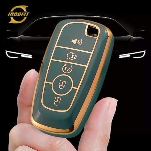 FOB4T1-Granny Grey-Gold Plating- Car Key Cover For Ford