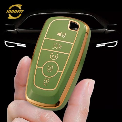 FOB4T1-Green-Gold Plating- Car Key Cover For Ford