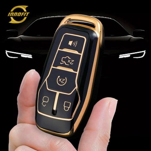 FOC2T1-Black-Gold Plating- Car Key Cover For Ford LINCOLN