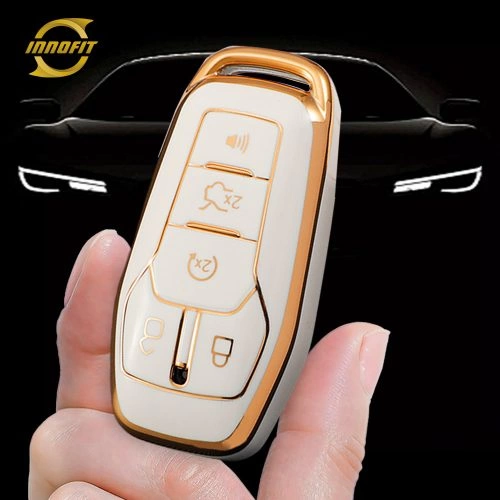 FOC2T1-White-Gold Plating- Car Key Cover For Ford LINCOLN