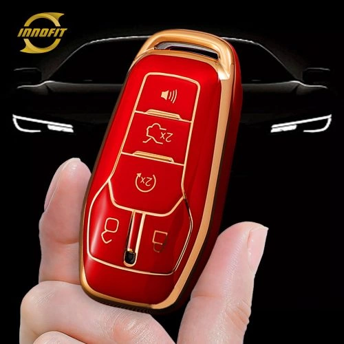 FOC2T1-Red-Gold Plating- Car Key Cover For Ford LINCOLN