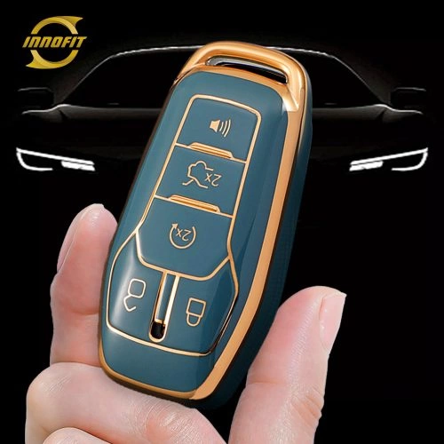 FOC2T1-Granny Grey-Gold Plating- Car Key Cover For Ford LINCOLN