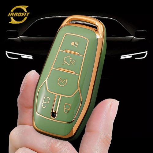 FOC2T1-Green-Gold Plating- Car Key Cover For Ford LINCOLN