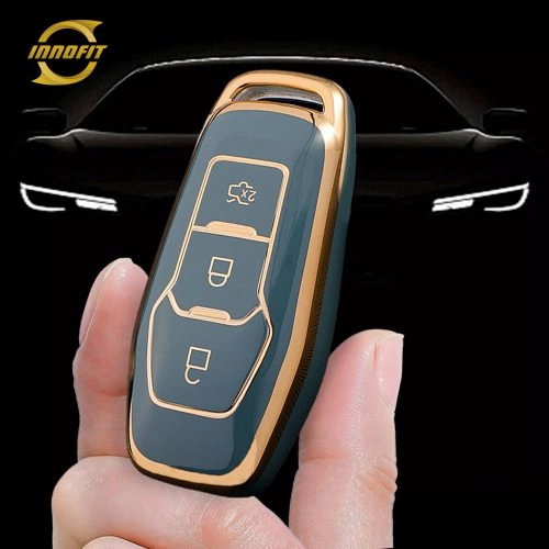 FOU3T1-Granny Grey-Gold Plating- Car Key Cover For Ford