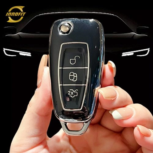 FOD1T1-Black-Silver Plating- Car Key Cover For Ford