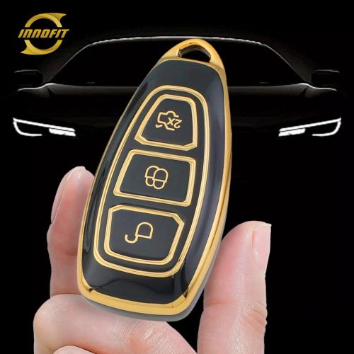 FOF1T1-Black-Gold Plating- Car Key Cover For Ford
