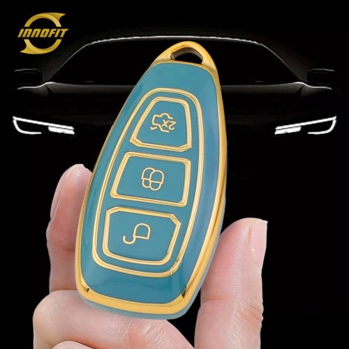 FOF1T1-Granny Grey-Gold Plating- Car Key Cover For Ford