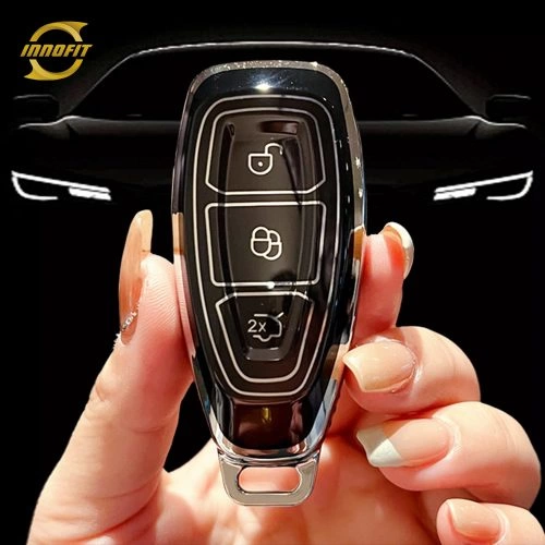 FOF1T1-Black-Silver Plating- Car Key Cover For Ford