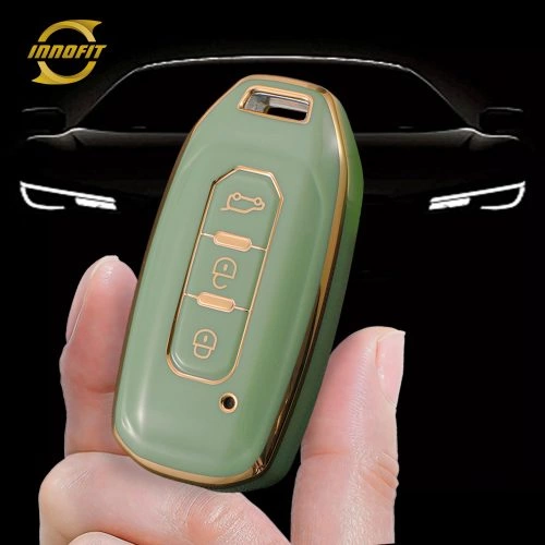 FOH1T1-Green-Gold Plating- Car Key Cover For Ford