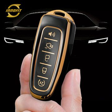 FOJ1T1-Black-Gold Plating- Car Key Cover For Ford LINCOLN