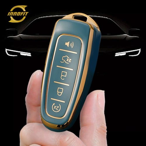 FOJ1T1-Granny Grey-Gold Plating- Car Key Cover For Ford LINCOLN