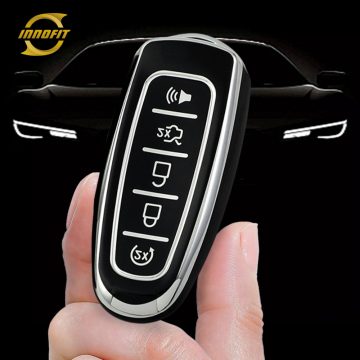 FOJ1T1-Black-Silver Plating- Car Key Cover For Ford LINCOLN