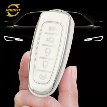 FOJ1T1-White-Silver Plating- Car Key Cover For Ford LINCOLN