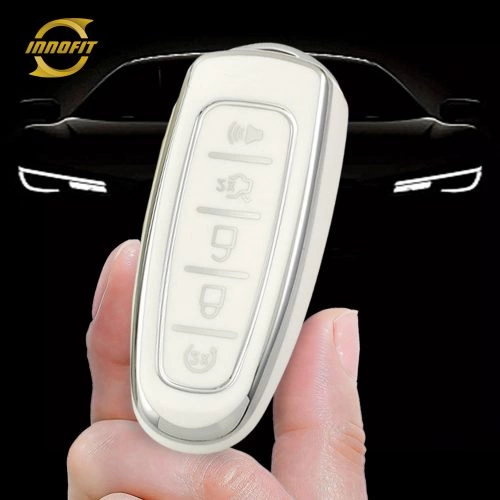 FOJ1T1-White-Silver Plating- Car Key Cover For Ford LINCOLN