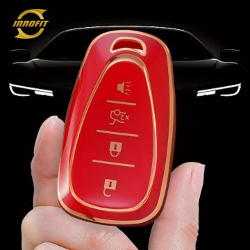 CEA2T1-Red-Gold Plating- Car Key Cover For Chevrolet
