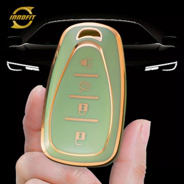 CEA2T1-Green-Gold Plating- Car Key Cover For Chevrolet