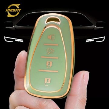 CEA2T1-Green-Gold Plating- Car Key Cover For Chevrolet