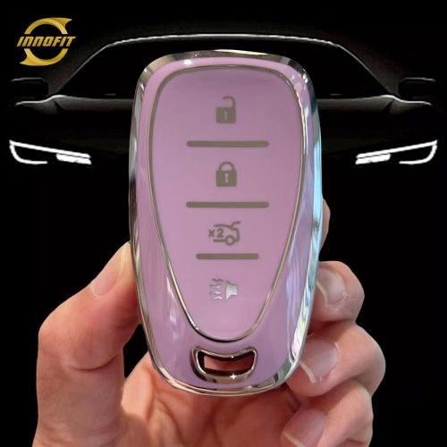 CEA2T1-Purple-Silver Plating- Car Key Cover For Chevrolet