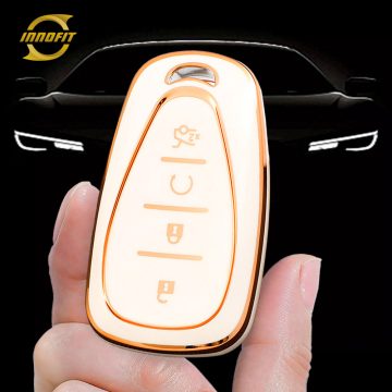 CEA4T1-White-Gold Plating- Car Key Cover For Chevrolet