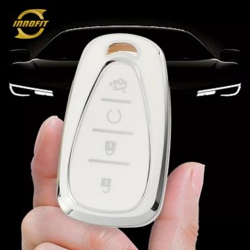 CEA4T1-White-Silver Plating- Car Key Cover For Chevrolet