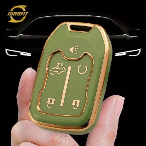 CEB1T1-Green-Gold Plating- Car Key Cover For Chevrolet