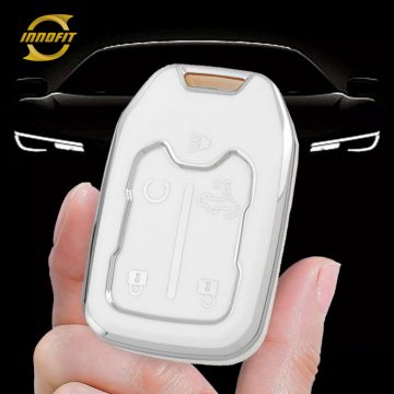 CEB1T1-White-Silver Plating- Car Key Cover For Chevrolet