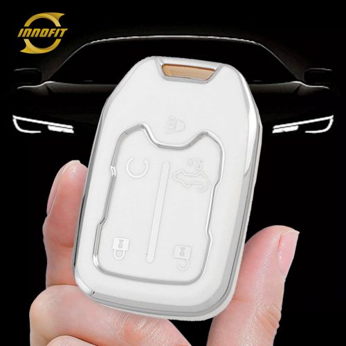CEB1T1-White-Silver Plating- Car Key Cover For Chevrolet