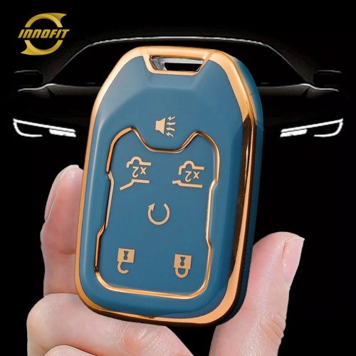 CEB2T1-Granny Grey-Gold Plating- Car Key Cover For Chevrolet