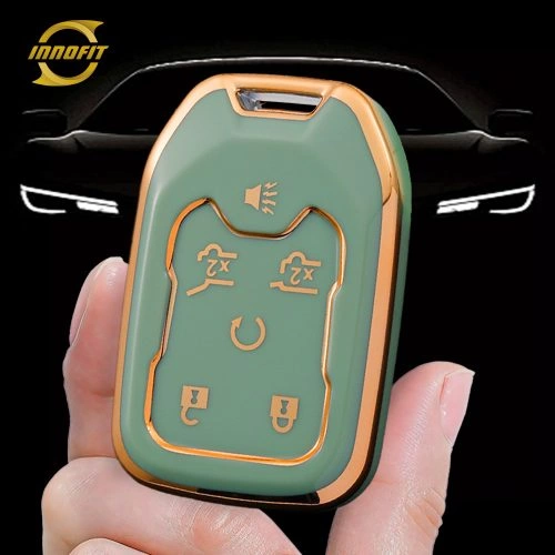 CEB2T1-Green-Gold Plating- Car Key Cover For Chevrolet