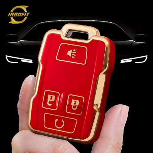 CEC1T1-Red-Gold Plating- Car Key Cover For Chevrolet