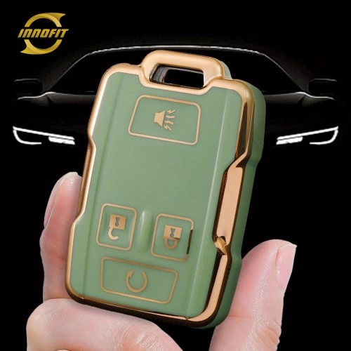 CEC1T1-Green-Gold Plating- Car Key Cover For Chevrolet
