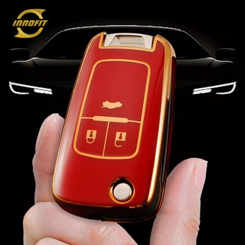 CED1T1-Red-Gold Plating- Car Key Cover For Chevrolet Opel GMC Holden