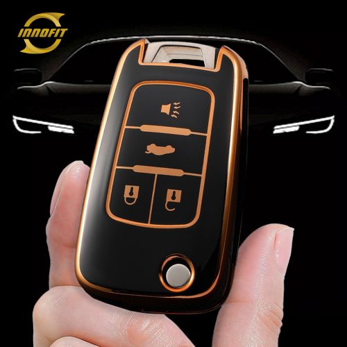 CED2T1-Black-Gold Plating- Car Key Cover For Chevrolet GMC Holden