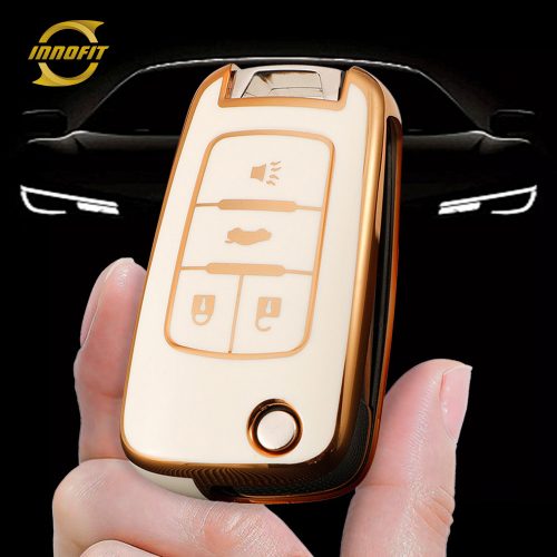CED2T1-White-Gold Plating- Car Key Cover For Chevrolet GMC Holden