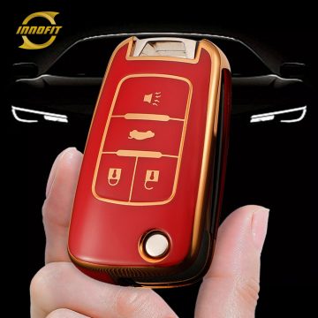 CED2T1-Red-Gold Plating- Car Key Cover For Chevrolet GMC Holden