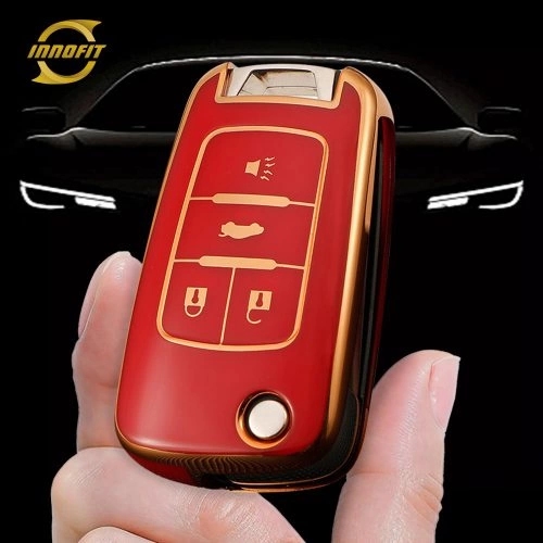 CED2T1-Red-Gold Plating- Car Key Cover For Chevrolet GMC Holden