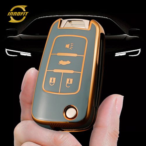 CED2T1-Granny Grey-Gold Plating- Car Key Cover For Chevrolet GMC Holden