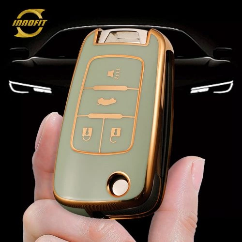 CED2T1-Green-Gold Plating- Car Key Cover For Chevrolet GMC Holden