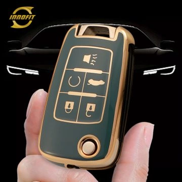 CED5T1-Granny Grey-Gold Plating- Car Key Cover For Chevrolet Opel GMC Holden