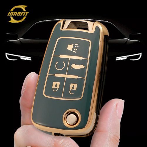 CED5T1-Granny Grey-Gold Plating- Car Key Cover For Chevrolet Opel GMC Holden