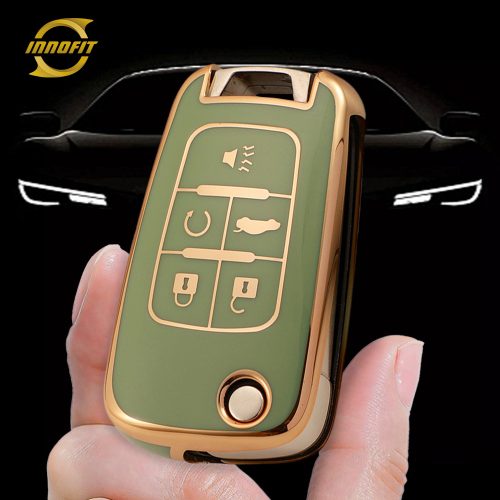 CED5T1-Green-Gold Plating- Car Key Cover For Chevrolet Opel GMC Holden