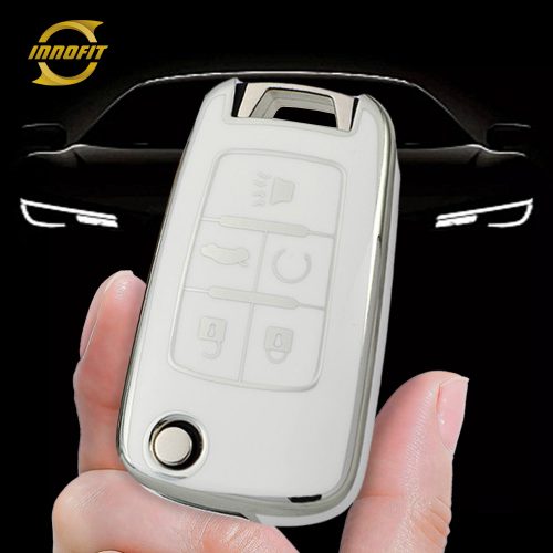CED5T1-White-Silver Plating- Car Key Cover For Chevrolet Opel GMC Holden