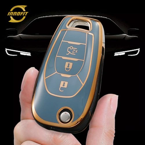 CEE1T1-Granny Grey-Gold Plating- Car Key Cover For Chevrolet