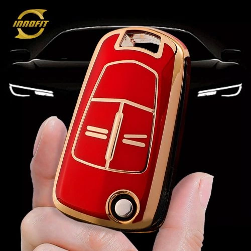 OLA2T1-Red-Gold Plating- Car Key Cover For Opel