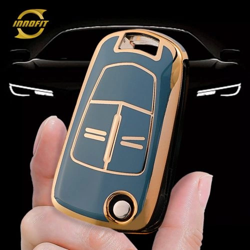 OLA2T1-Granny Grey-Gold Plating- Car Key Cover For Opel