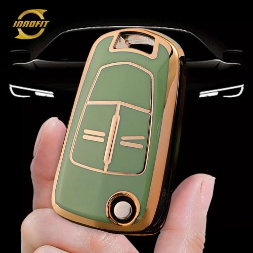 OLA2T1Green-Gold Plating- Car Key Cover For Opel