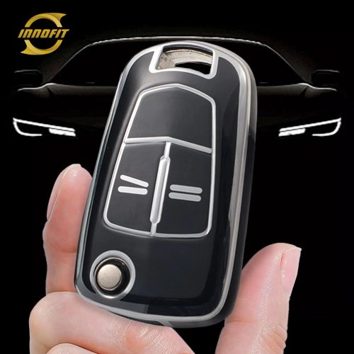 OLA2T1-Black-Silver Plating- Car Key Cover For Opel